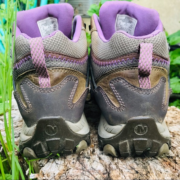 Merrell Brindle Mid Top Select Dry Grip Hiking Trail Shoes US 8 Olive & Lilac - Picture 6 of 11